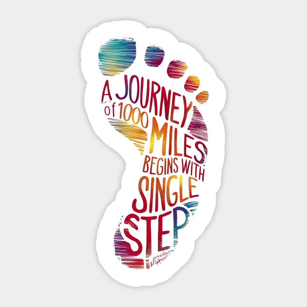 Footsteps of Inspiration: A Journey of 1000 Miles Typography Art Sticker by ShopFusion